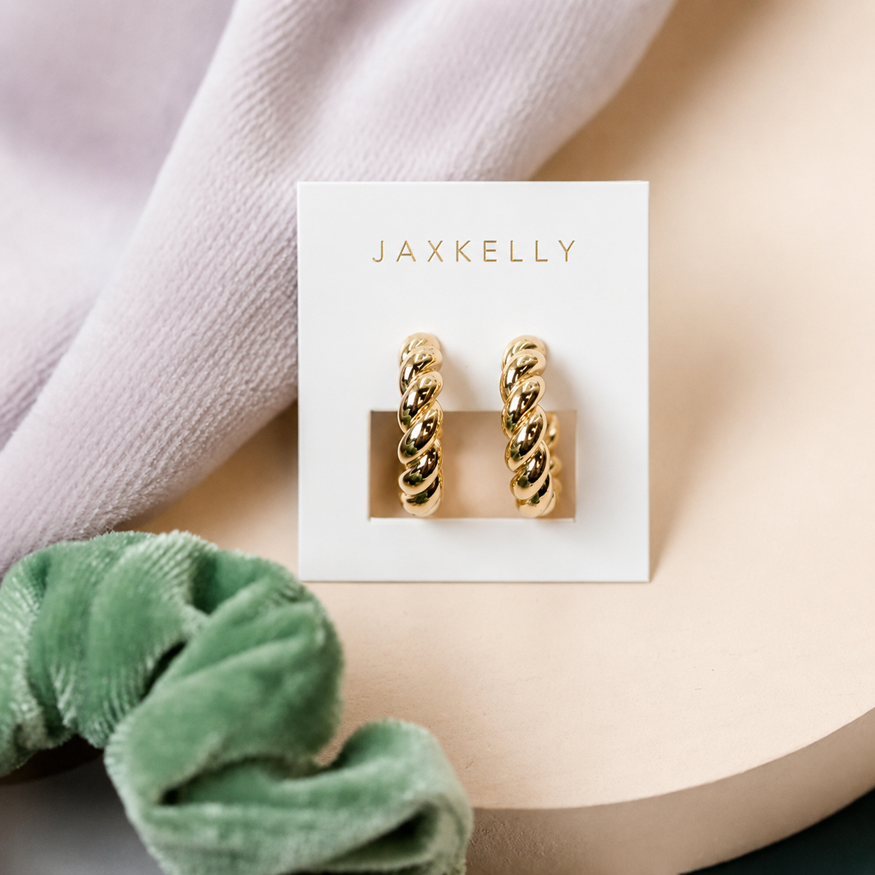 JaxKelly - Gold Hoop - Twisted - Gold Earrings