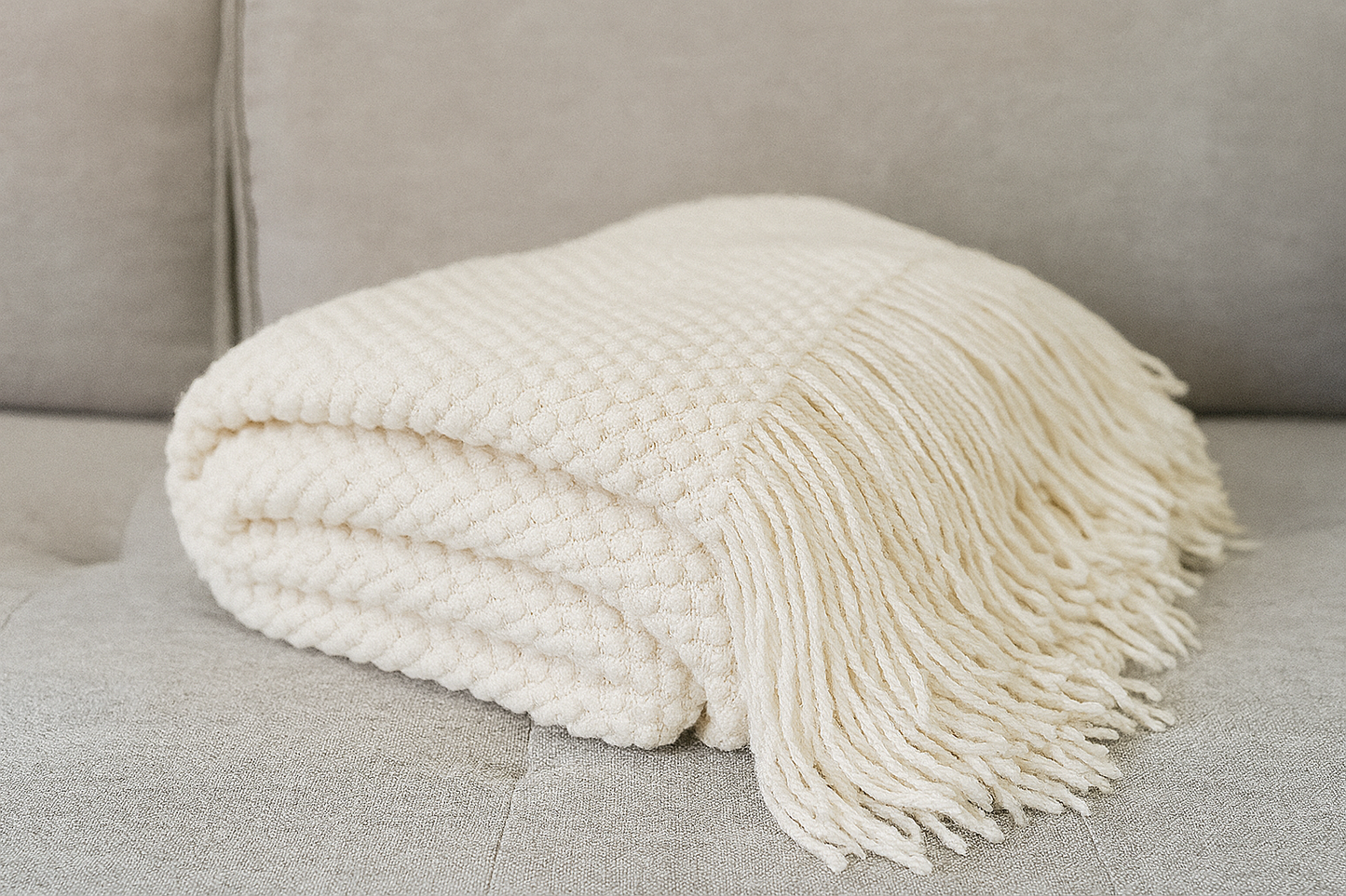 Fennco Styles - Knit Textured 50"x60" Throw Blanket with Fringe