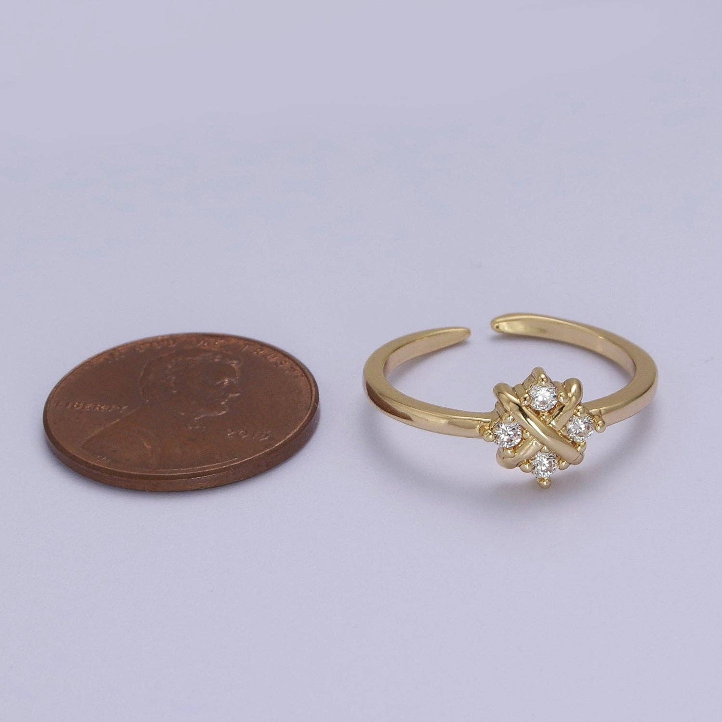 Aim Eternal - Dainty Gold Flower Ring Open Adjustable Ring S-529
