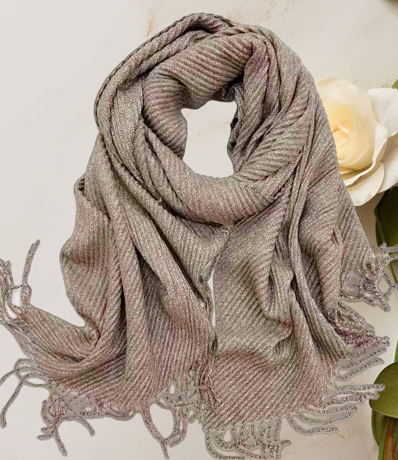 JC Sunny Fashion - JC021031 Luxuriously Soft Herringbone Crinkled Scarf