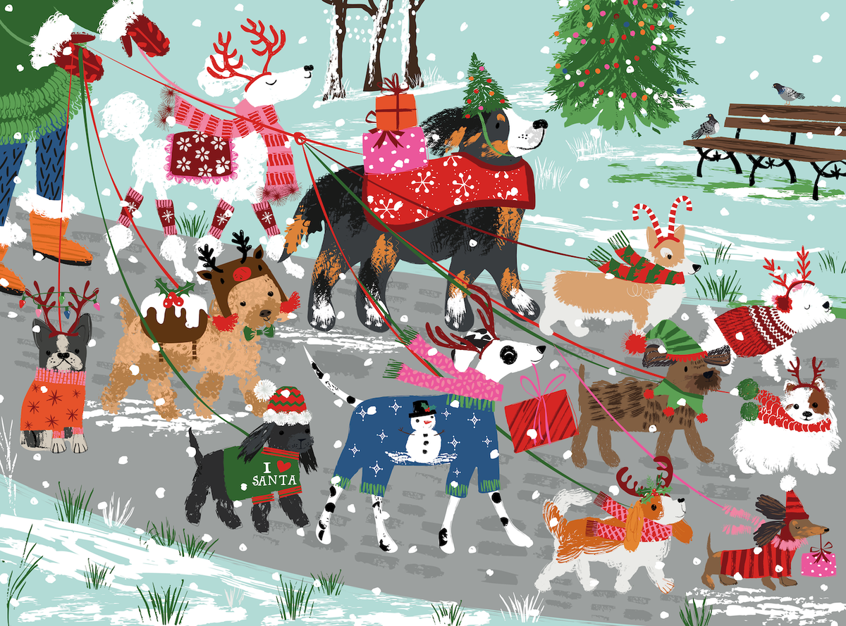 Puzzlefolk - Happy Howlidays 1000 Piece Christmas Dogs Puzzle