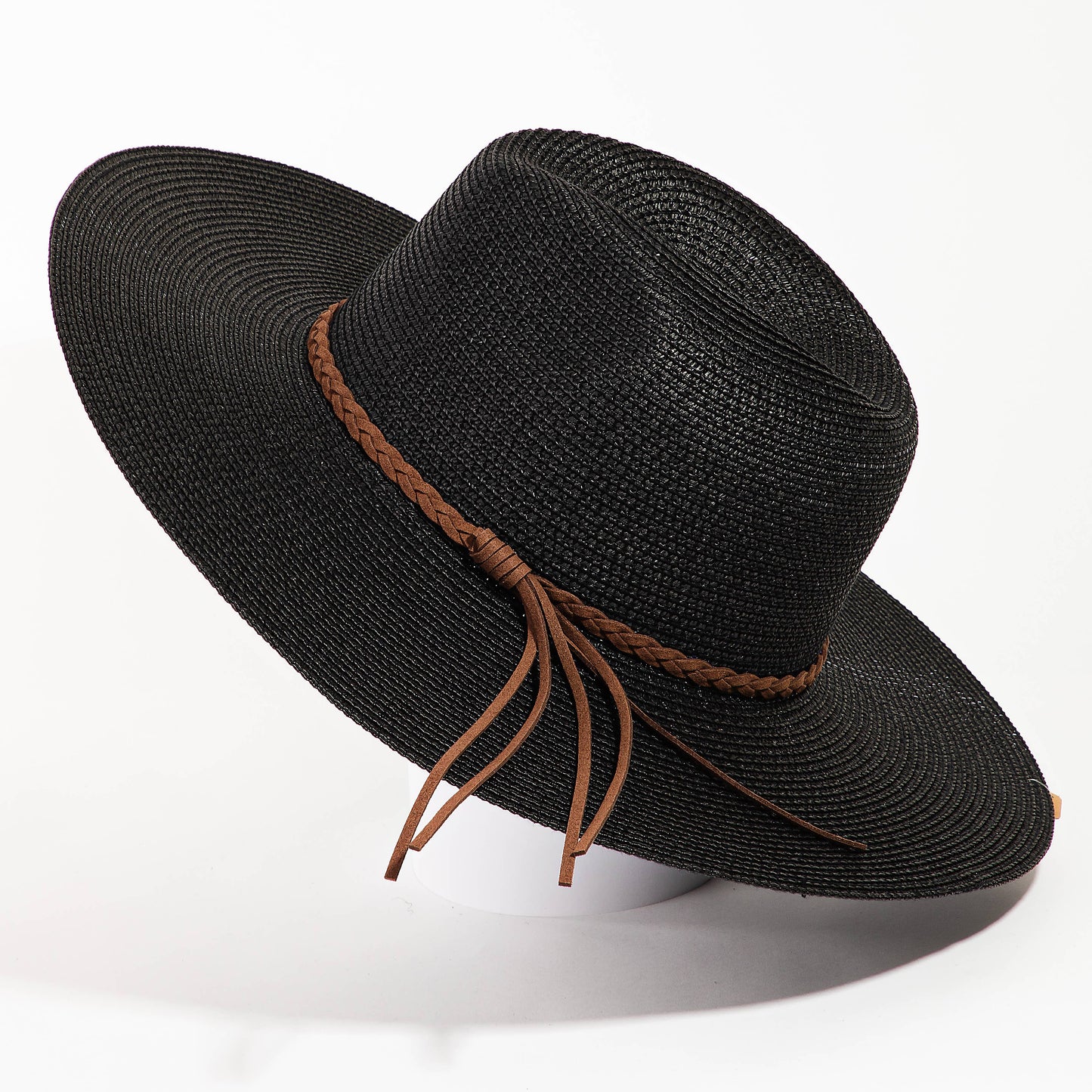 Collections by Fame Accessories - Braided Rope Strap Floppy Brim Sun Hat