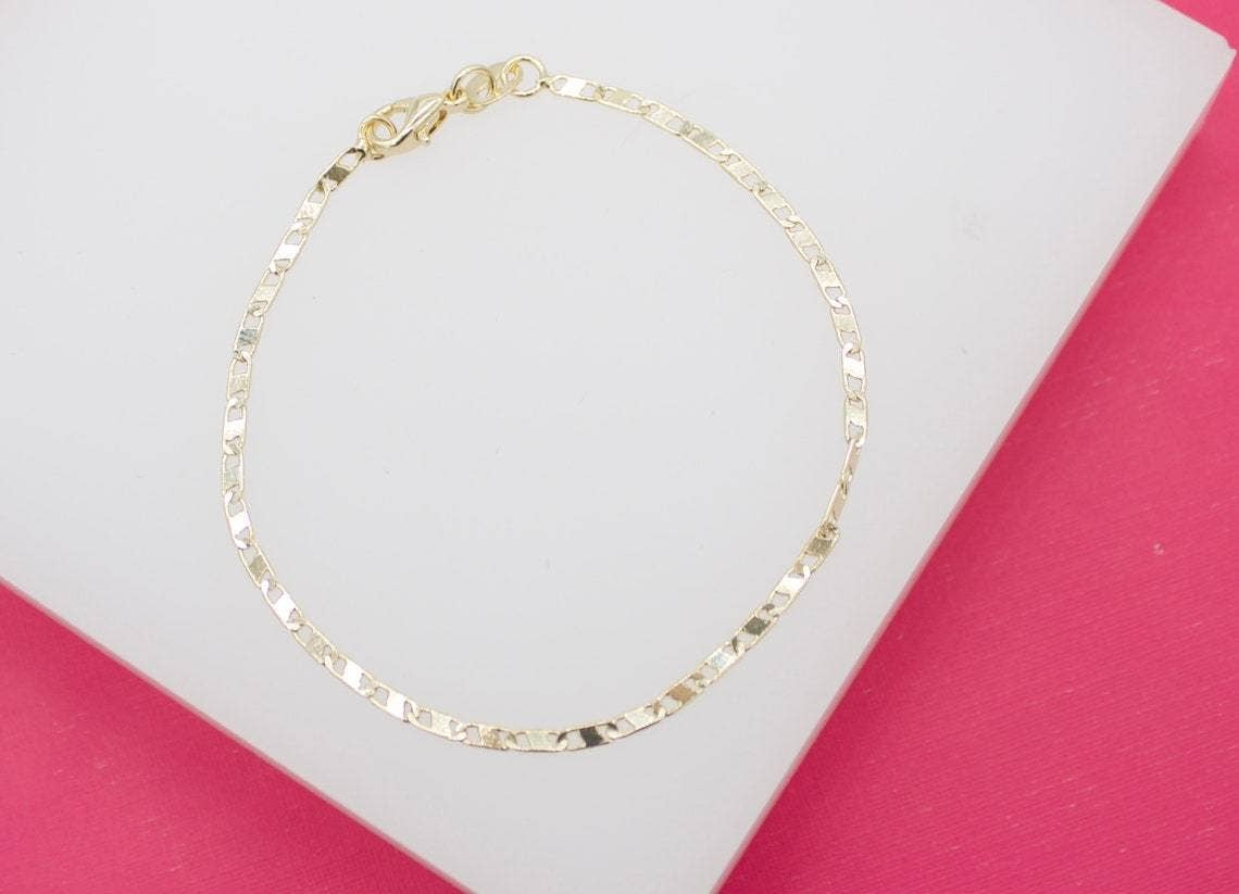 MIA Jewelry - 18K Gold Filled 2mm Flat Mariner Bracelet (I305)