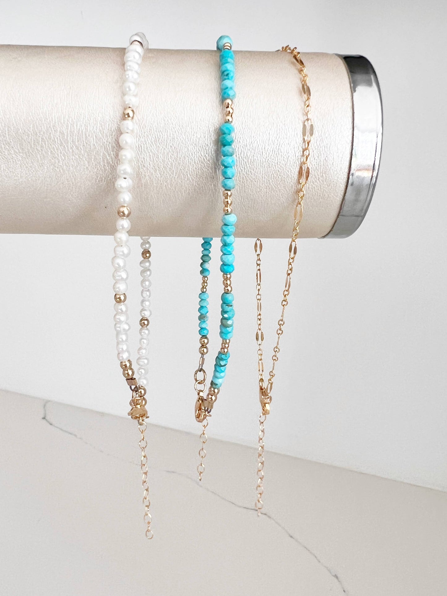 True by Kristy Jewelry - Free Spirit Danity Turquoise Beaded Gold Filled Anklet