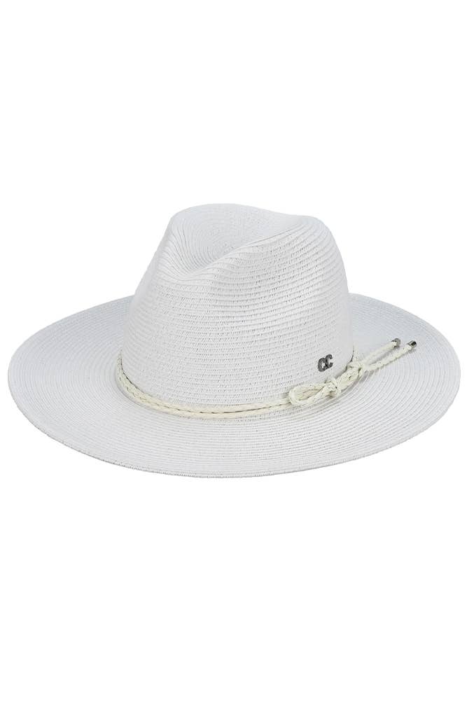 Hana - C.C Leather String Rope Band Paper Panama Hat