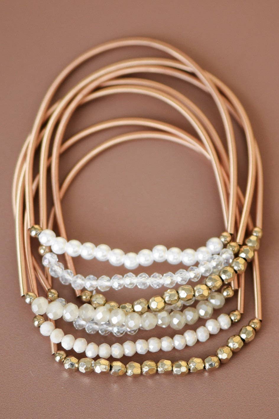 MA101 Mia Accessories - Boho Layered Spring Coil Guitar String Bracelet Set - 6961
