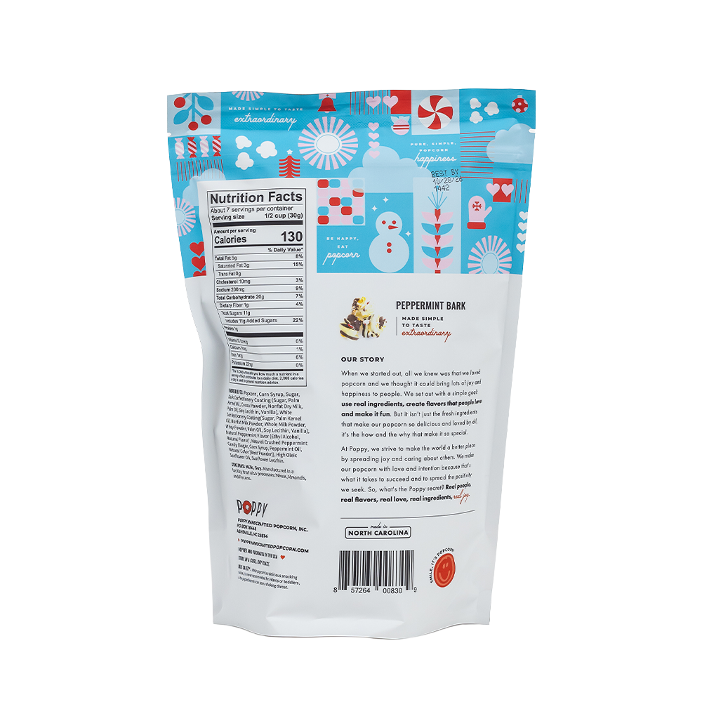 Poppy Hand-Crafted Popcorn - Peppermint Bark Popcorn