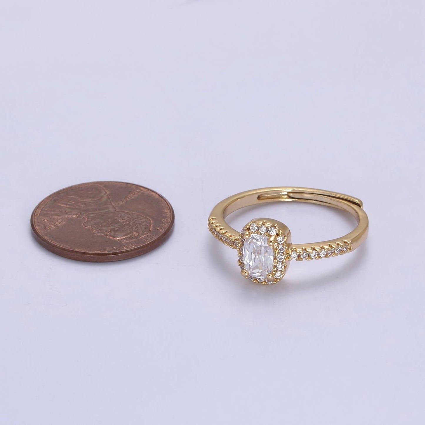 Aim Eternal - Elegant Micro Pave Rectangle CZ Stone Gold Minimalist Ring