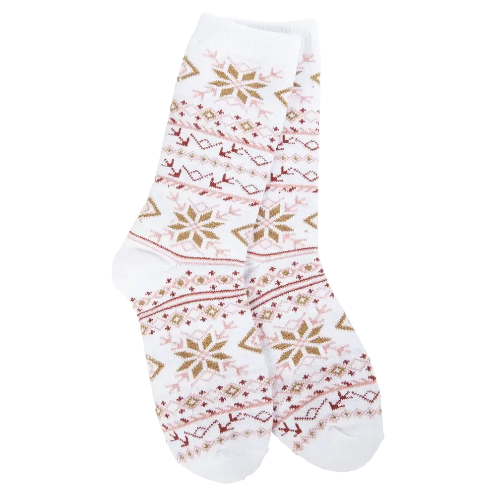 World's Softest® Socks - Fair Isle White Mini Crew