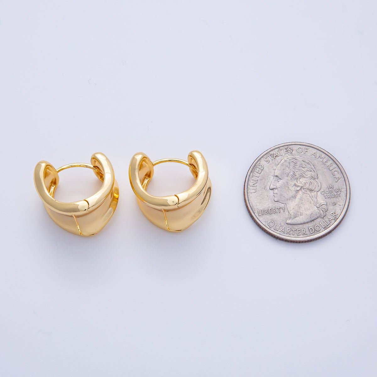 Aim Eternal - 18K Gold Filled 15.5mm Wide Molten Curved Geometric Huggie Earrings | Earrings-00039