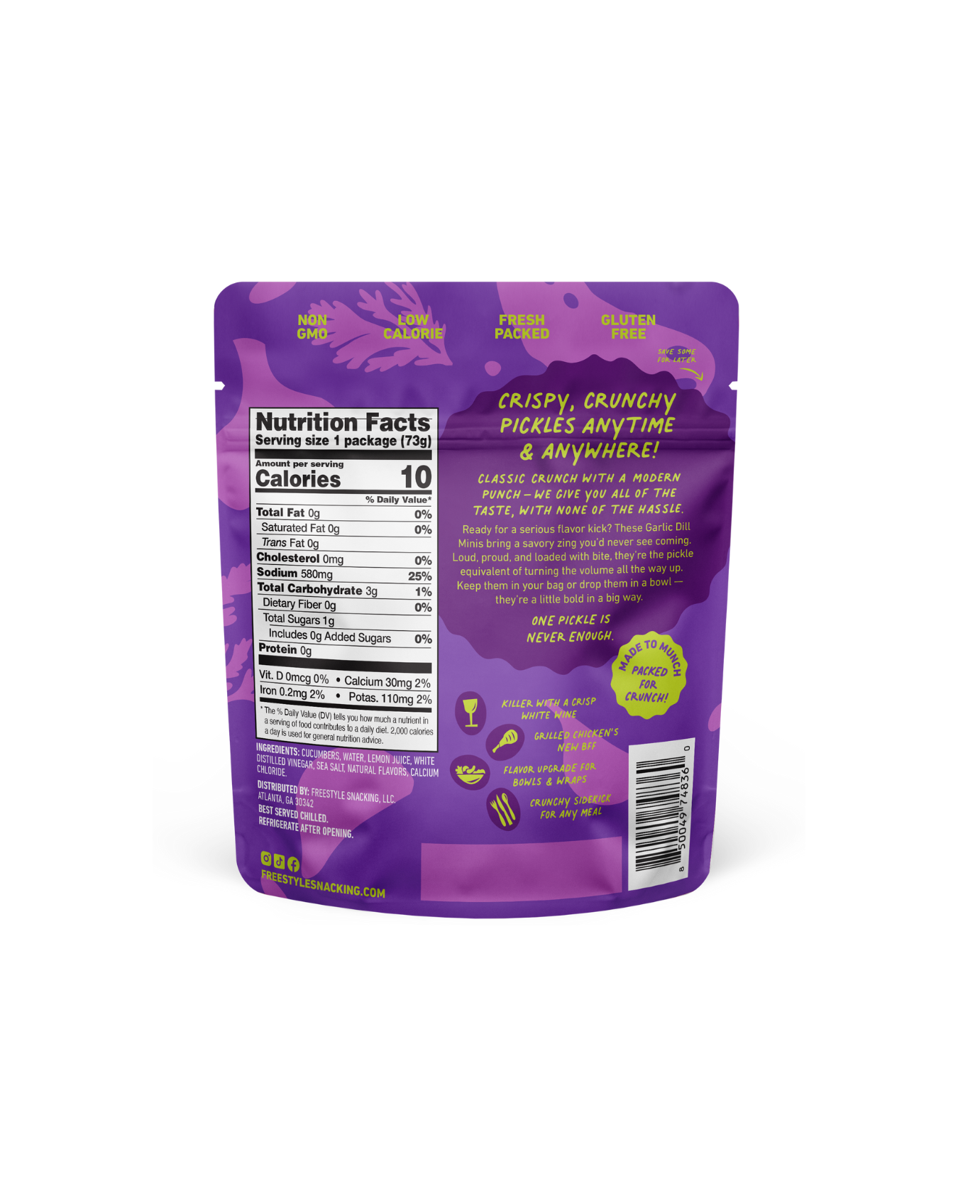 Freestyle Snacks - Garlic Dill Mini Pickles 4.5oz - Freestyle Snacks