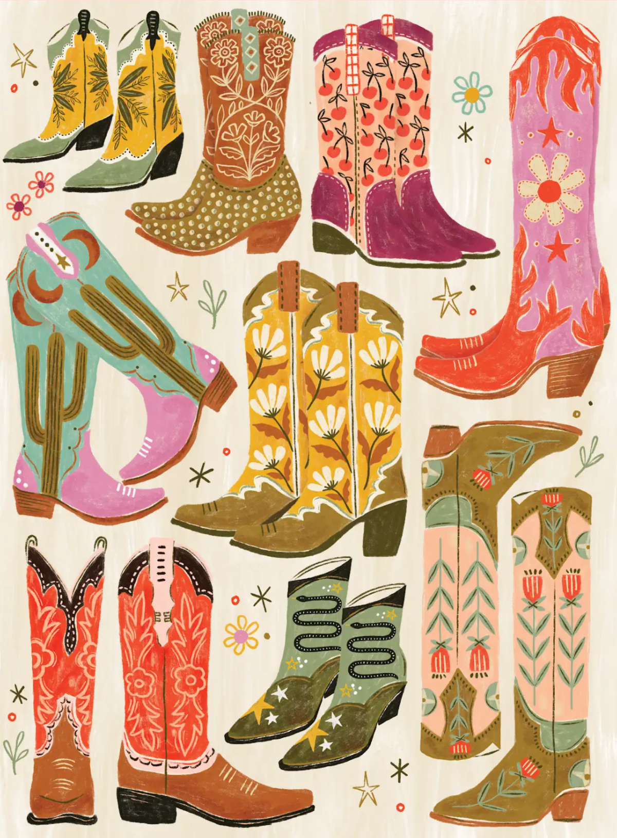 Puzzlefolk - Boot Scootin' Boogie! 1000 Piece Western Cowboy Boot Puzzle