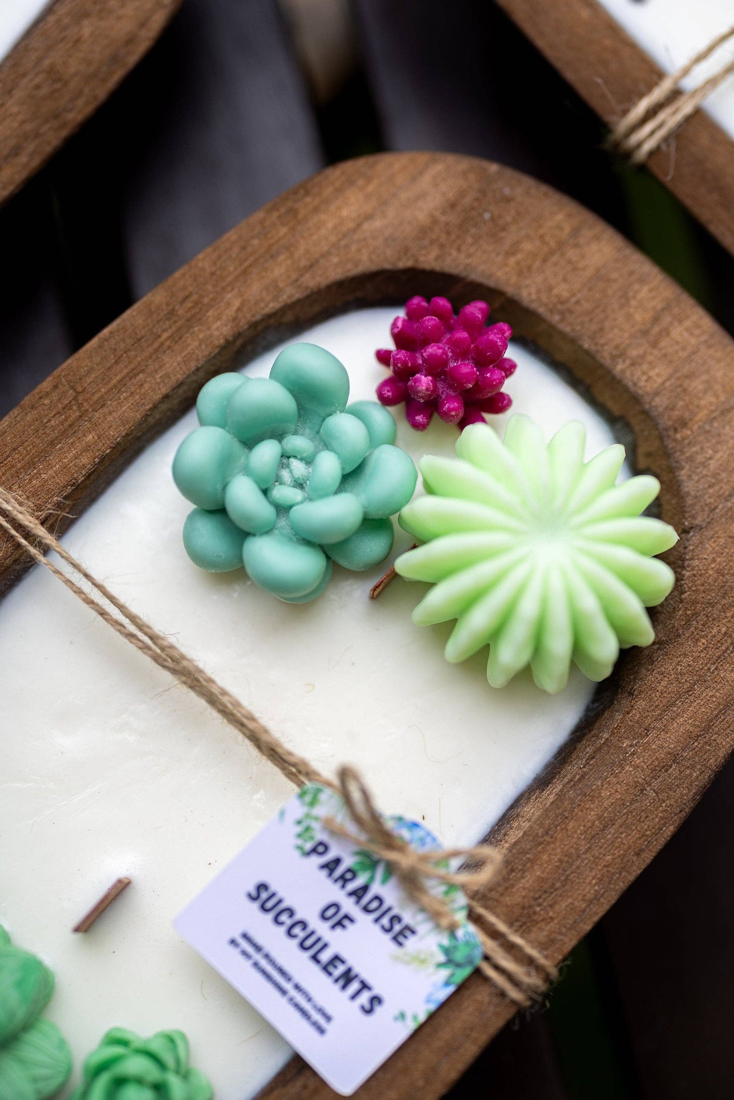 MySunshineCandless - Succulent Dough Bowl Candle 3 Wood Wick Candle /Soy Candle /Dough Bowl/Farmhouse candle/large candle