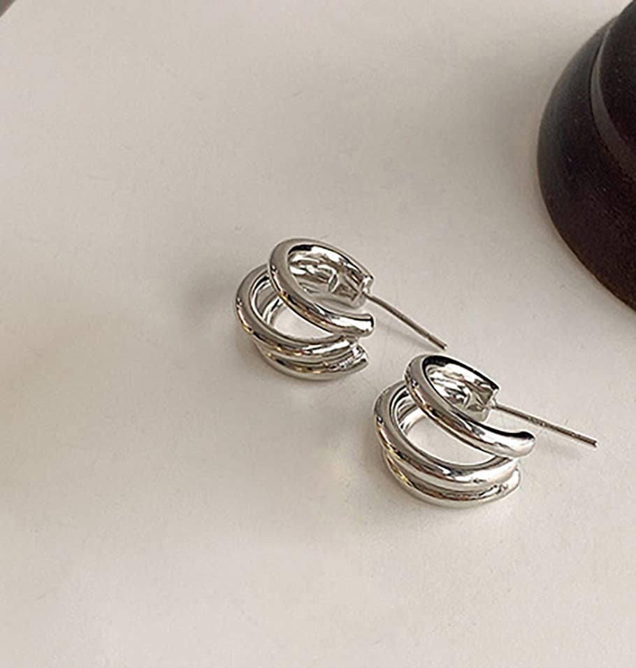 Melange Blanc - E117 triple hoop earrings, gold hoops, hoop earrings