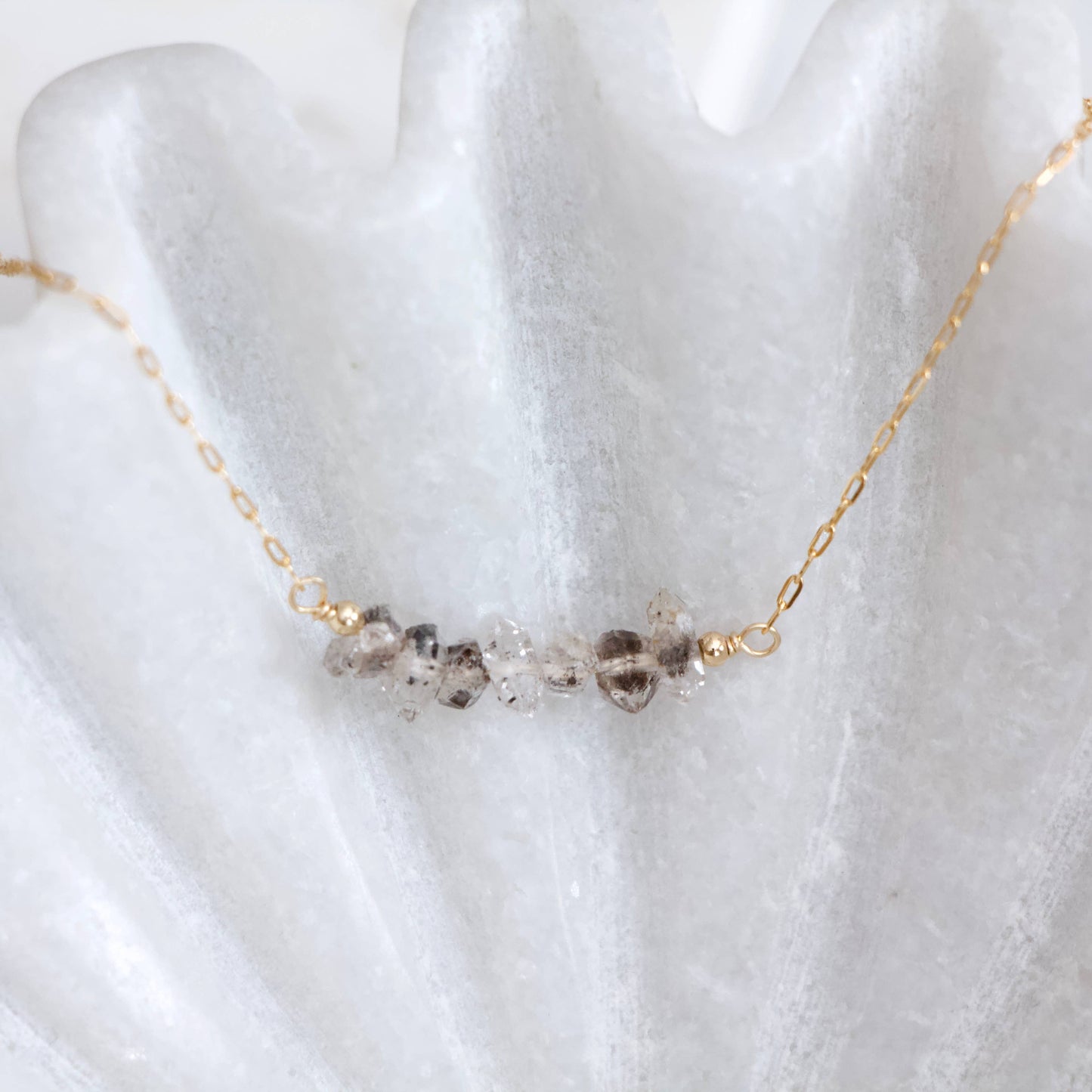 Mesa Blue - Herkimer Diamond Chip Necklace - Gold Filled