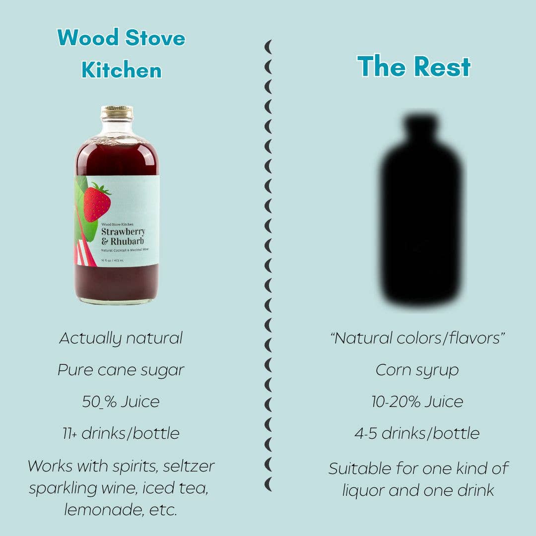 Wood Stove Kitchen - Strawberry & Rhubarb Cocktail and Mocktail Mixer, 16 fl oz