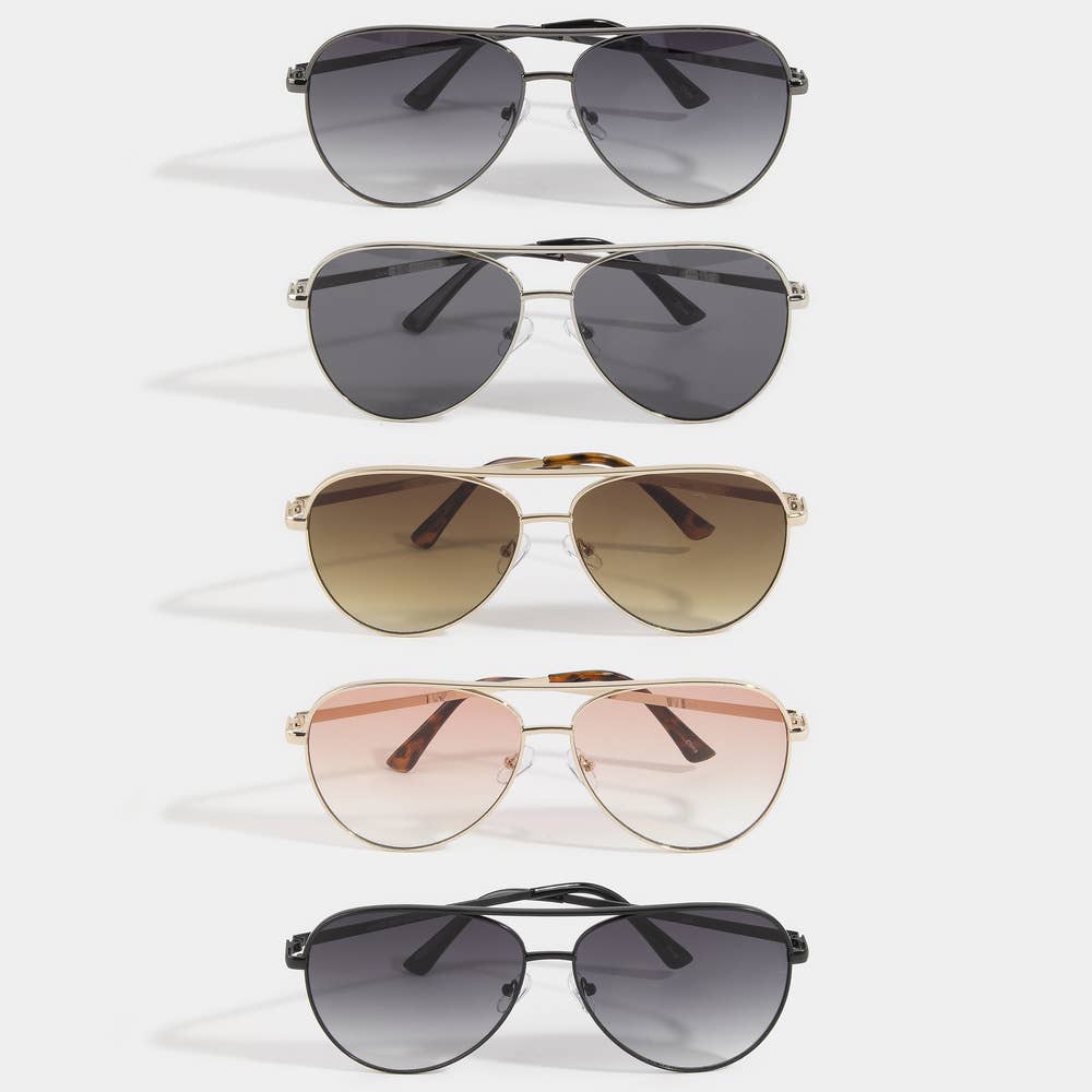 Anarchy Street - Metal Frame Aviator Gradient Lens Sunglasses