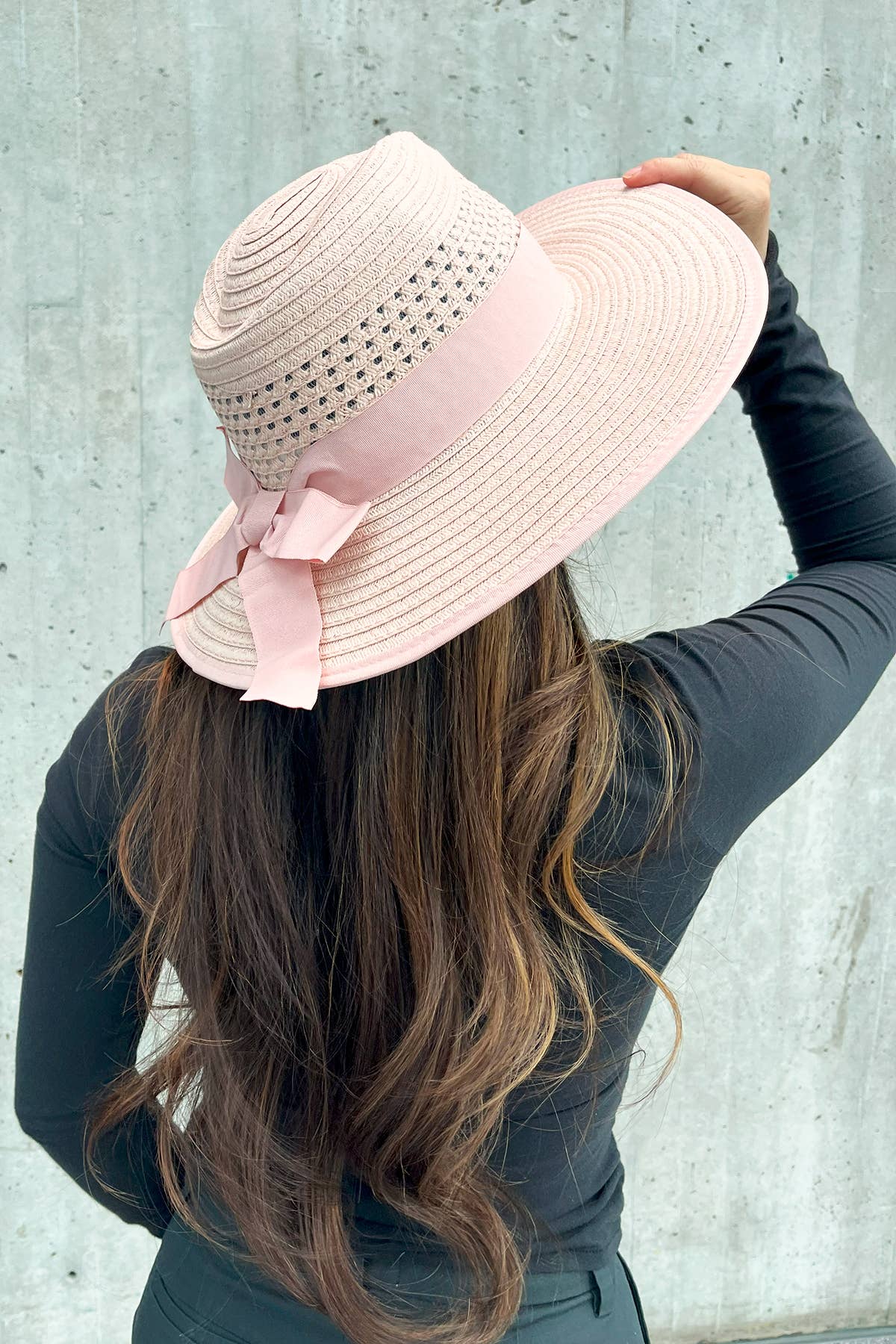 Jen & Co. - HAT2494 Diane Straw Fedora w/ Ribbon & Contrast Trim