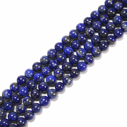 CRCBEADS - Natural Lapis Lazuli Smooth Round Beads 3.5 - 4mm 6mm 8mm 10mm 12mm 15.5'' Strand