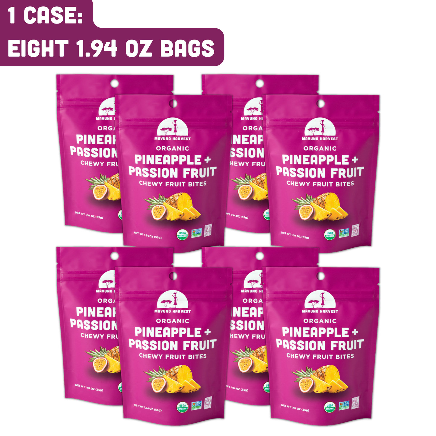 Mavuno Harvest Organics - Organic Pineapple & Passionfruit Fruit Bites, 8-pack case