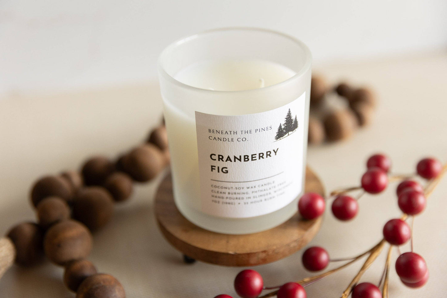 Beneath The Pines Candle Co. - Cranberry Fig: Coconut-Soy Candle