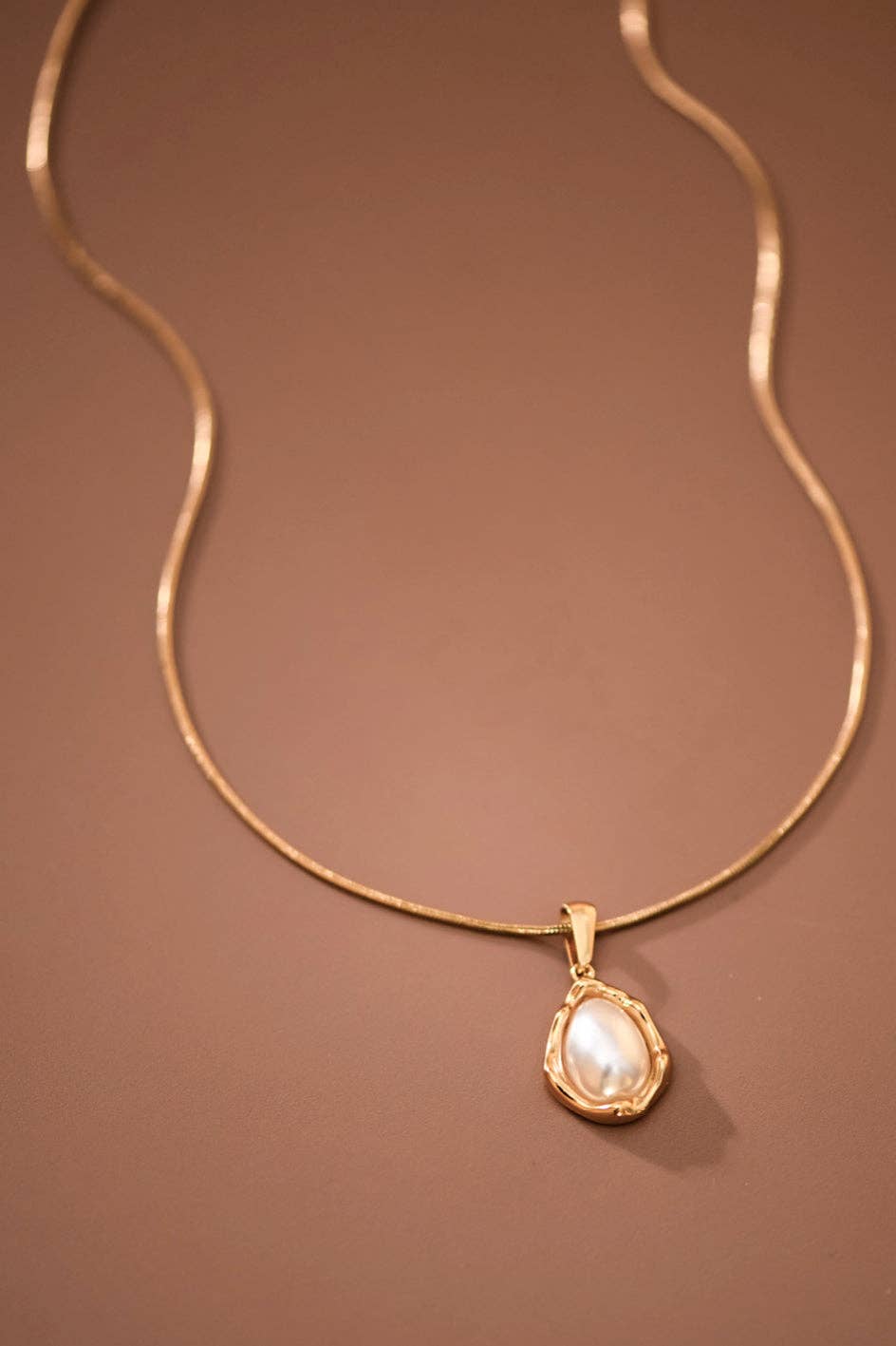 MA219 Mia Accessories - 18K Gold PVD Plated Stainless Steel Minimal Pearl Necklace – 7977