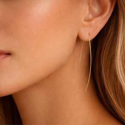 MA206 Mia Accessories - 18K Gold PVD Plated Stainless Steel Long Threader Earrings - 7514