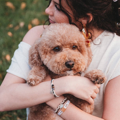 K'lani hair tie bracelets - "Paws" Natural Hues with Silver & Paw Accents Hair Tie Bracelet