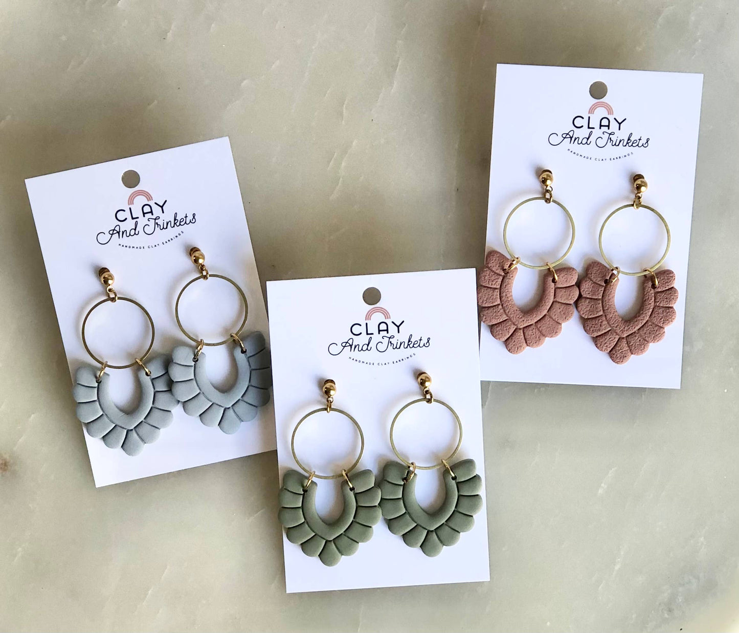 Clay and Trinkets - Boho Allie Dangles/Olive