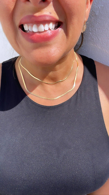 Milie Jewels - 18K Gold Filled Flexible 16"Herringbone 2mm and 2.5mm Chain