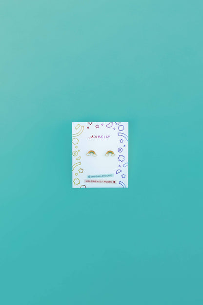 JaxKelly - Rainbow Enamel Flat Back Kids Earrings