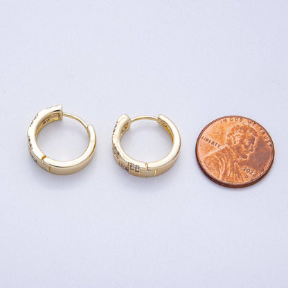 Aim Eternal - 14K Gold Filled 15mm Micro Paved CZ Checkered Huggie | EARRINGS-00249