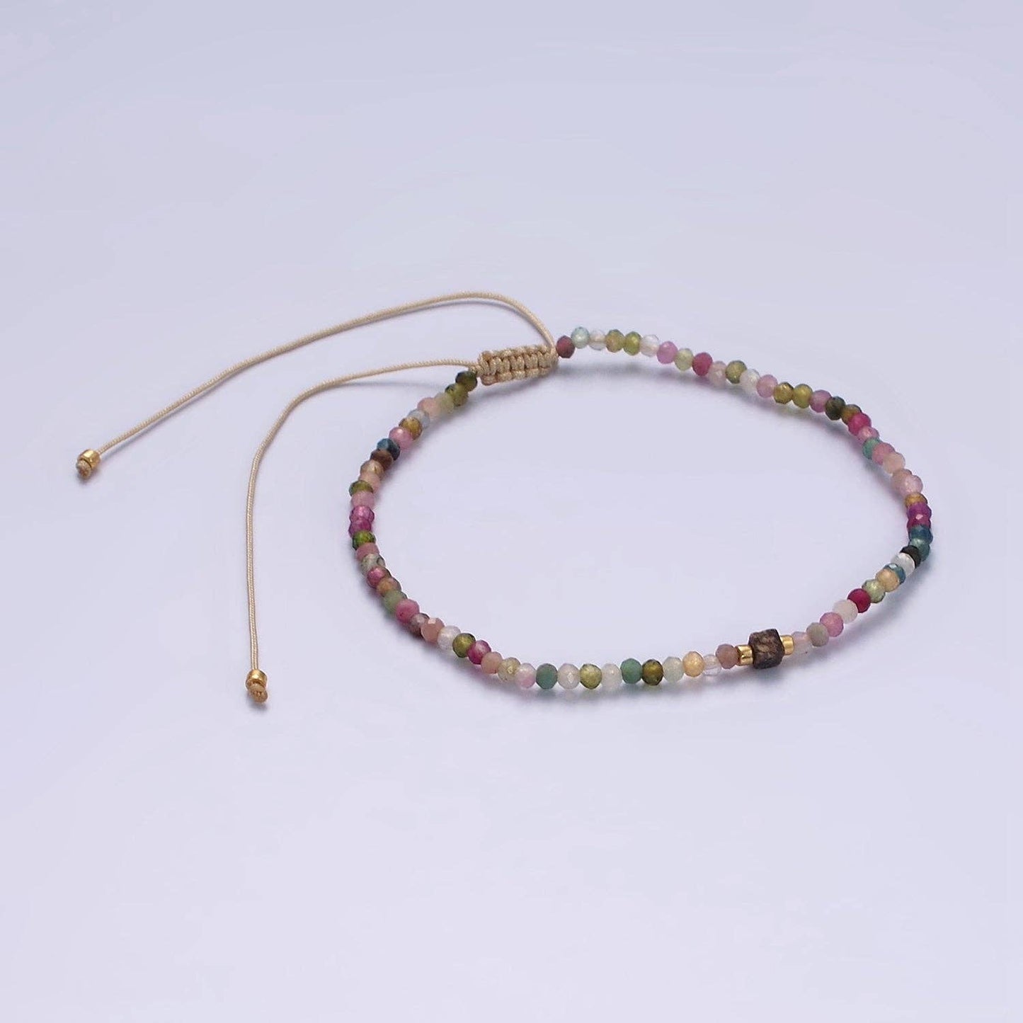 Aim Eternal - 14K Gold Filled Tourmaline Multifaceted Cream Rope Adjustabl