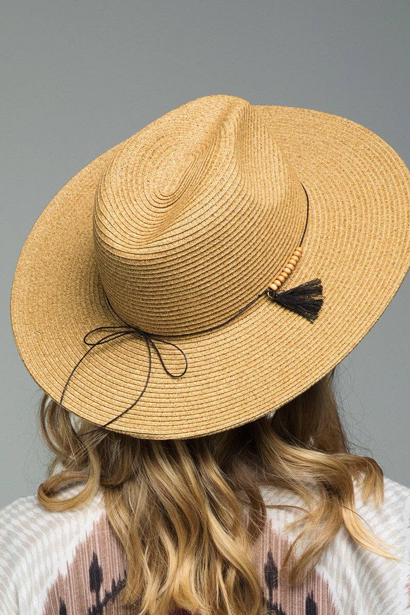 Urbanista - Duo-Tone Panama Hat with Wood Beads