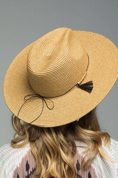 Urbanista - Duo-Tone Panama Hat with Wood Beads