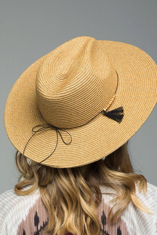 Urbanista - Duo-Tone Panama Hat with Wood Beads