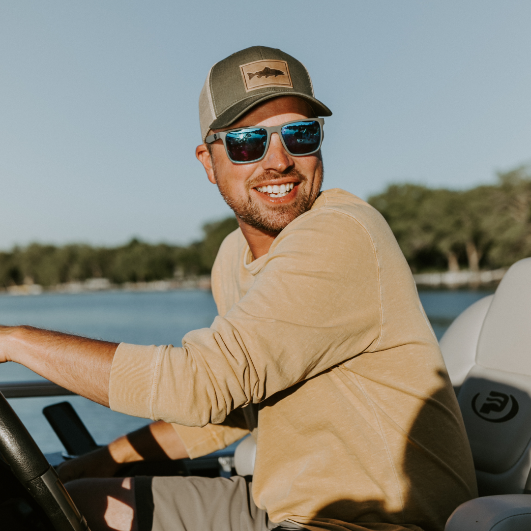 Range Leather Co. - Trout Hat - Leather Patch Trucker Cap