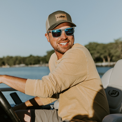 Range Leather Co. - Trout Hat - Leather Patch Trucker Cap