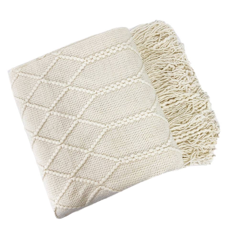 Fennco Styles - Rhombus Diamond Knit 50x60 Inch Throw Blanket