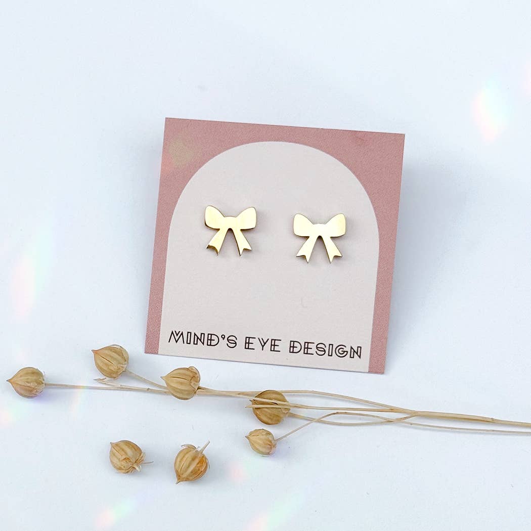 Mind's Eye Design - Gold Bow Studs