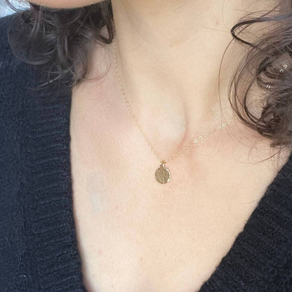 Sela+Sage - Hammered Gold Filled Circle Pendant Necklace
