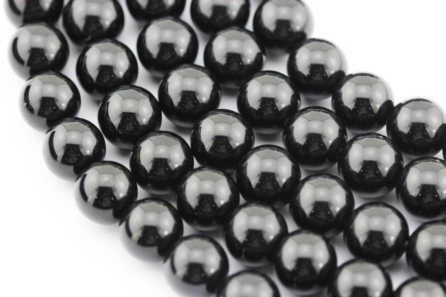 CRCBEADS - Black Onyx Smooth Round Beads 4mm 6mm 8mm 10mm 12mm 14-20mm 15.5" Strand