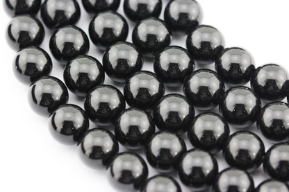 CRCBEADS - Black Onyx Smooth Round Beads 4mm 6mm 8mm 10mm 12mm 14-20mm 15.5" Strand
