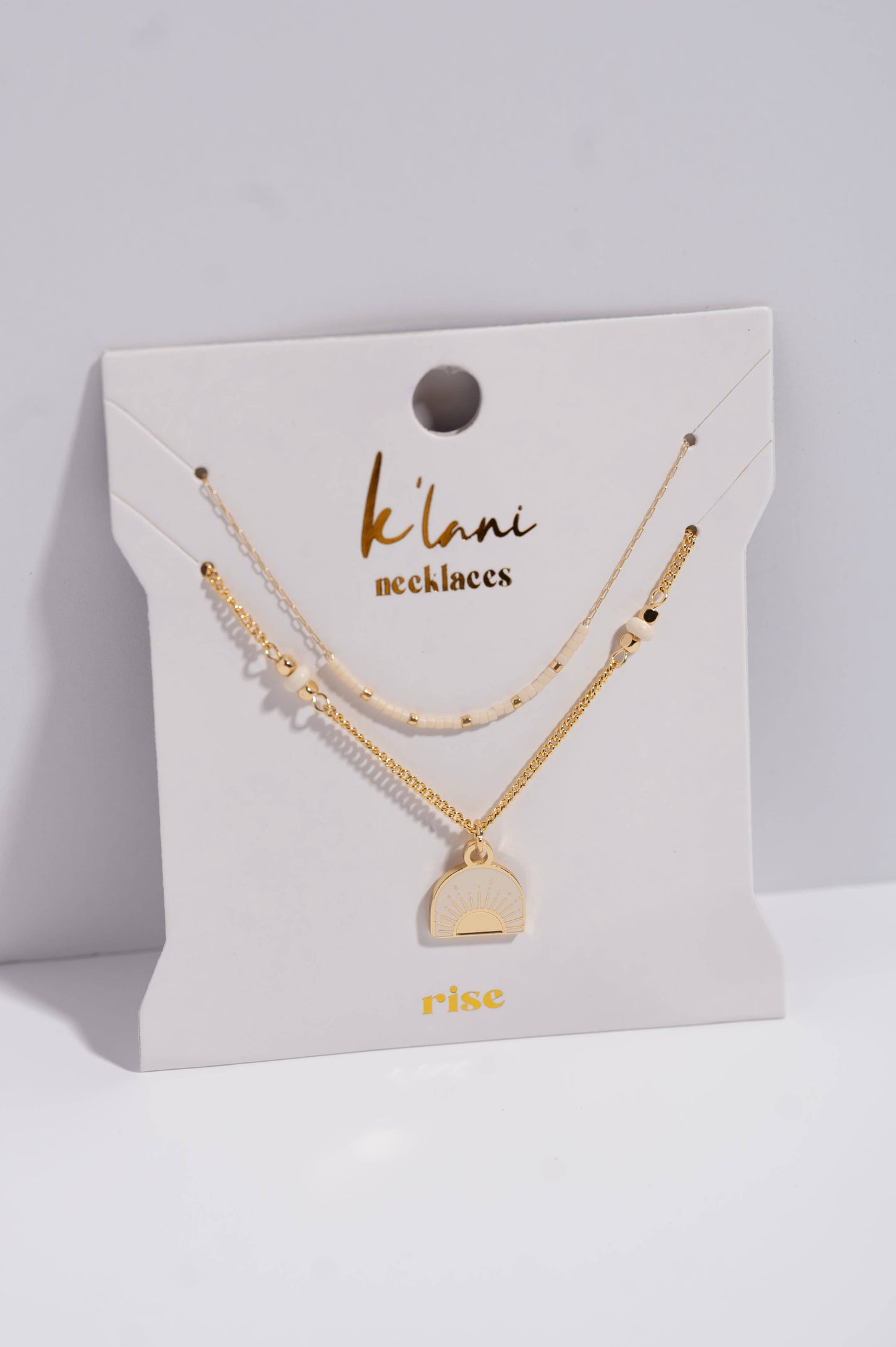K'lani hair tie bracelets - "Rise" Gold & Cream Sunrise Necklace Set