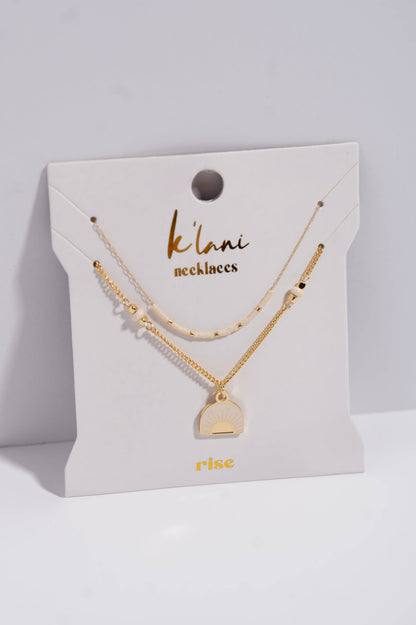 K'lani hair tie bracelets - "Rise" Gold & Cream Sunrise Necklace Set