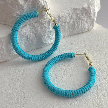 Dipped Shop - Vintage Cool Rattan Circle Hoop Earrings DPJE1719