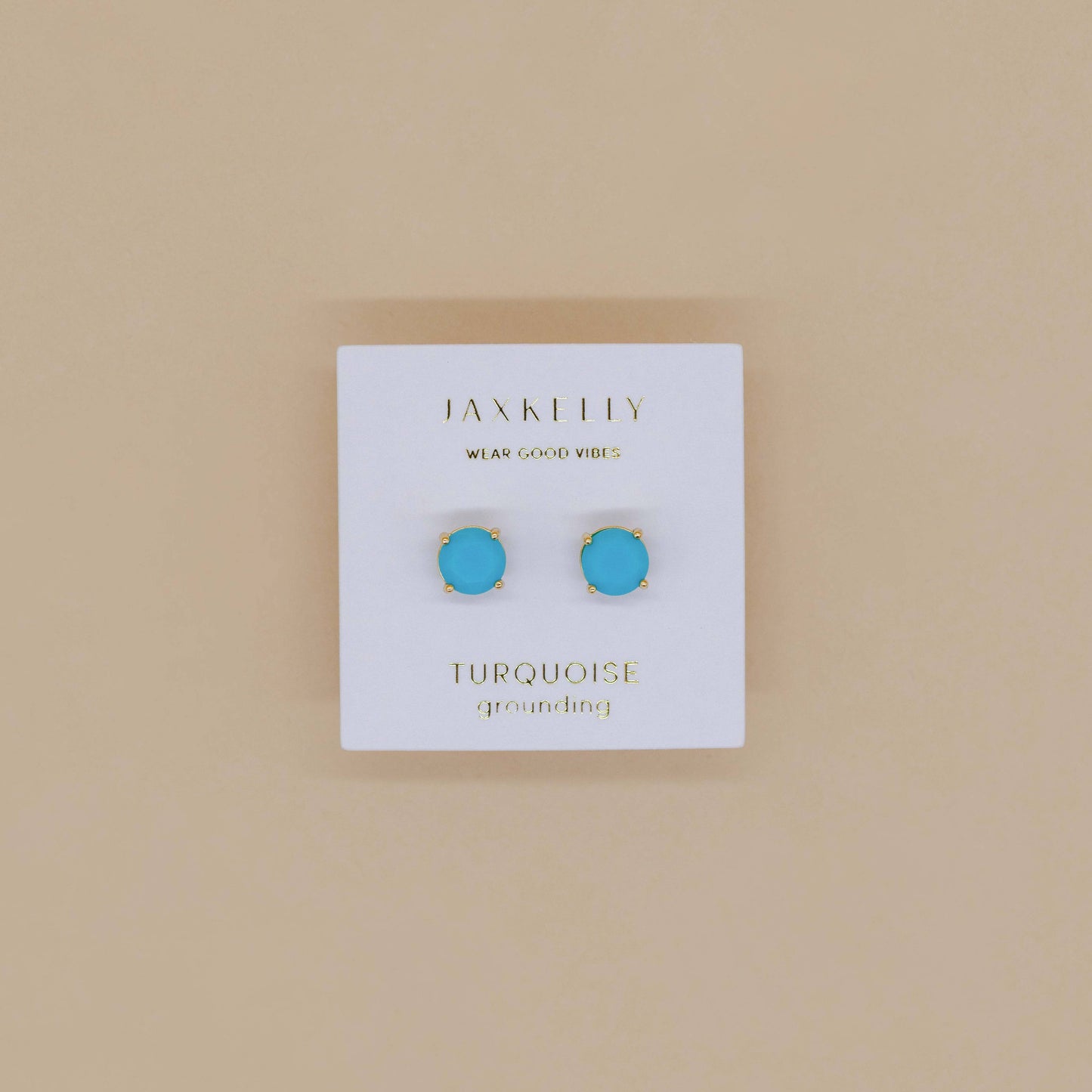 JaxKelly - Round - Turquoise Gemstone- Gold Earrings