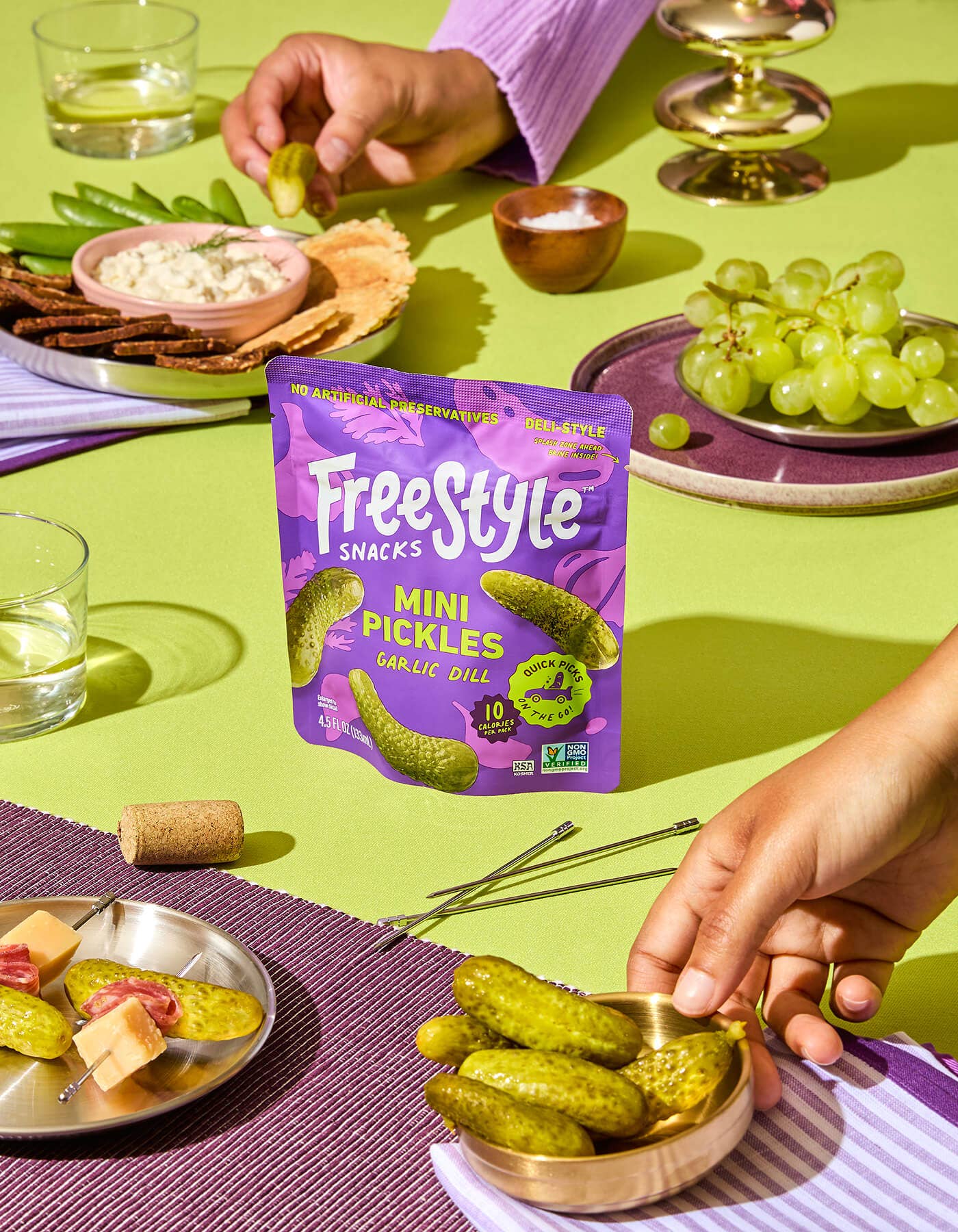 Freestyle Snacks - Garlic Dill Mini Pickles 4.5oz - Freestyle Snacks