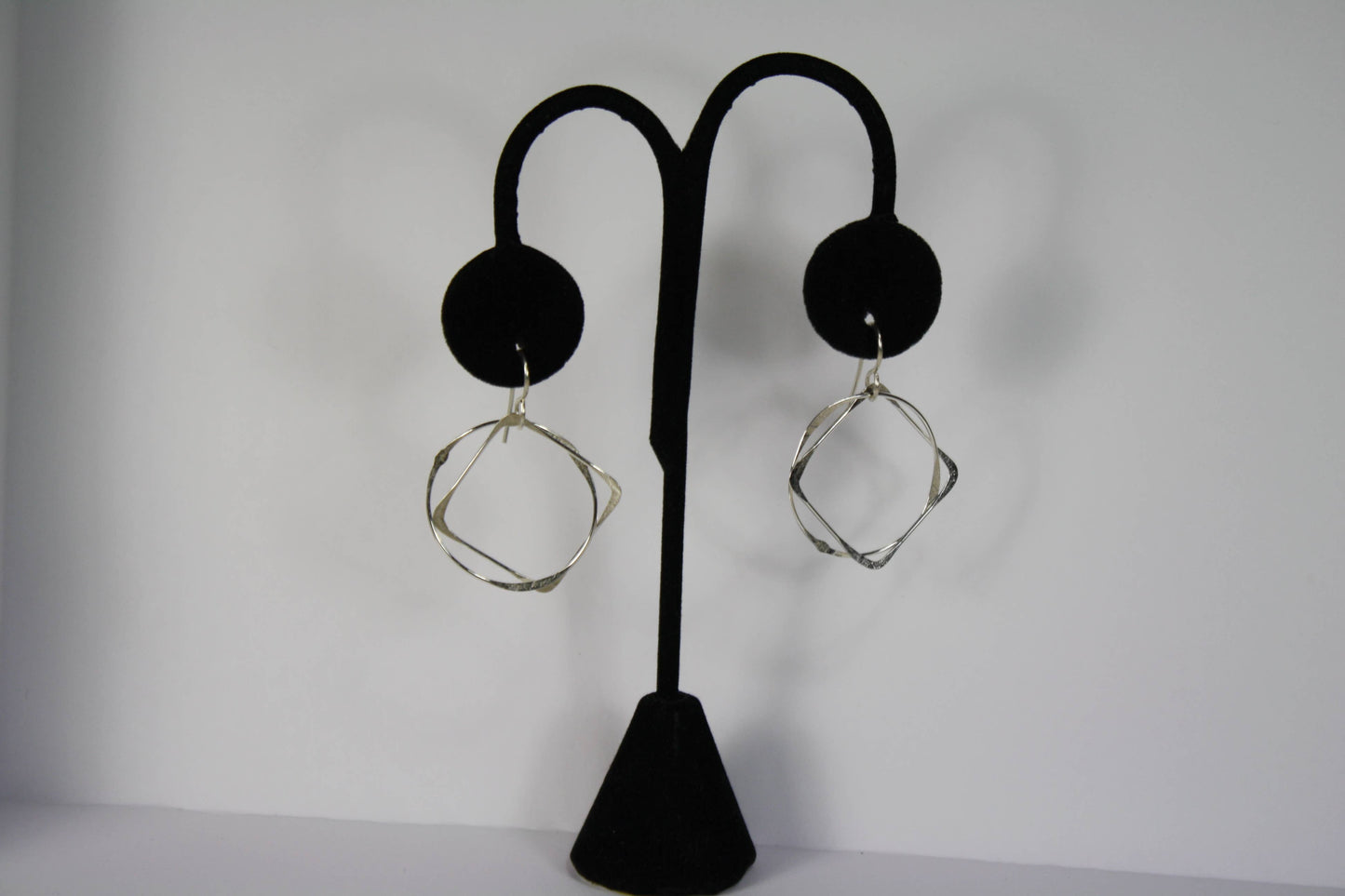 ER347 Ken’s handcrafted jewelry - Sterling Silver Large Square & Circle