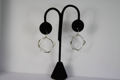 ER347 Ken’s handcrafted jewelry - Sterling Silver Large Square & Circle